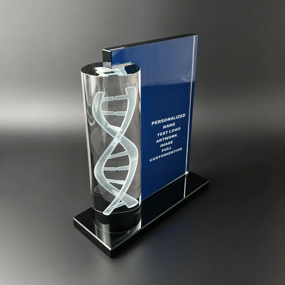 3D Helix Crystal Glass Desk Trophy factory