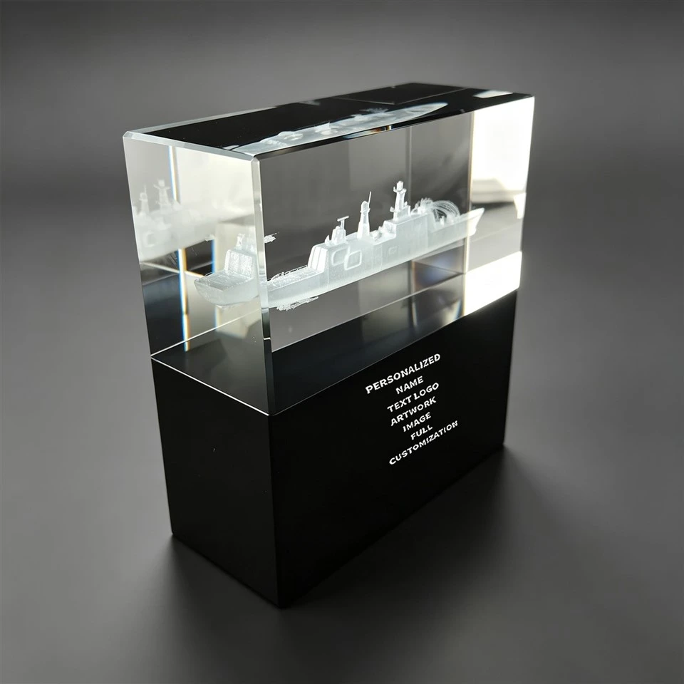 Personalized Navy Ship Crystal Desk Award high quality
